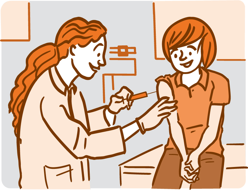 Illustration of a woman getting a vaccination Illustration of a woman getting a vaccination